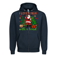Navy I love a man with a beard Christmas Zipper Hoodie - NancyCooperArtShop