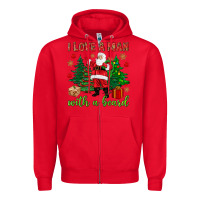 Red I love a man with a beard Christmas Zipper Hoodie - NancyCooperArtShop