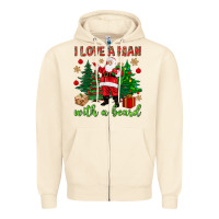 Sandshell I love a man with a beard Christmas Zipper Hoodie - NancyCooperArtShop