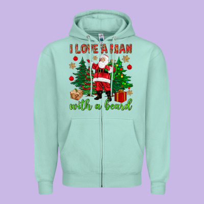 I Love A Man With A Beard Christmas Zipper Hoodie Designed By Nancycooperartshop