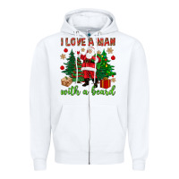White I love a man with a beard Christmas Zipper Hoodie - NancyCooperArtShop
