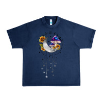 Navy moon and mushrooms with sunflower Urban Heavy Tee - MaliasSmallBusiness
