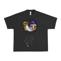 Pigment Black moon and mushrooms with sunflower Urban Heavy Tee - MaliasSmallBusiness