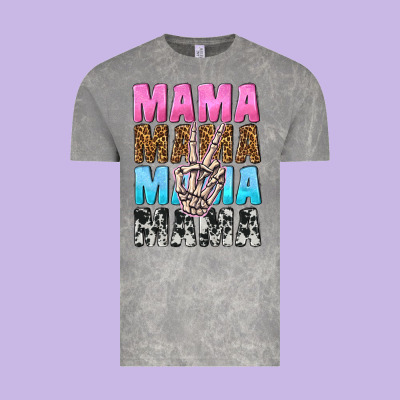 Mama Skeleton Peace Leopard Pattern Vintage Tee Designed By Nancycooperartshop