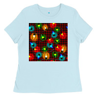 Baby Blue christmas lights seamless pattern Ladies Tee - BundleAndBundleShop