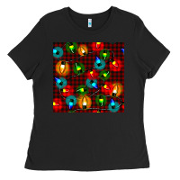 Black christmas lights seamless pattern Ladies Tee - BundleAndBundleShop