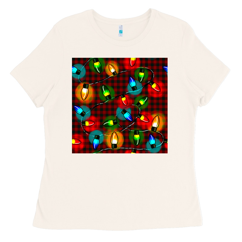Christmas Lights Seamless Pattern Ladies Tee by BundleAndBundleShop | Teevron