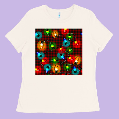 Christmas Lights Seamless Pattern Ladies Tee Designed By Bundleandbundleshop