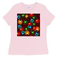 Bubblegum Pink christmas lights seamless pattern Ladies Tee - BundleAndBundleShop