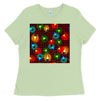 Matcha christmas lights seamless pattern Ladies Tee - BundleAndBundleShop