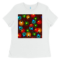 White christmas lights seamless pattern Ladies Tee - BundleAndBundleShop