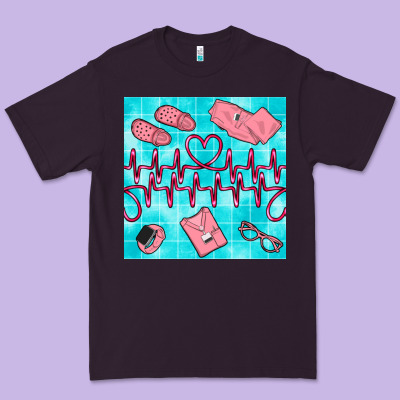 Nurse Heart Beat Seamless Pattern Premium Tee Designed By Bundleandbundleshop