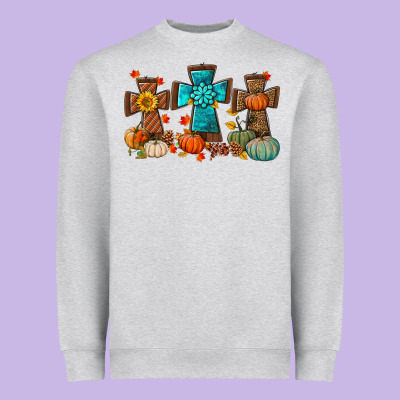 Fall Tree Cross Heavyweight Sweatshirt Designed By Bundleandbundleshop