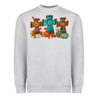 Heather Grey fall tree cross Heavyweight Sweatshirt - BundleAndBundleShop