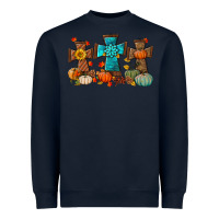 Navy fall tree cross Heavyweight Sweatshirt - BundleAndBundleShop