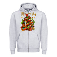 Heather Grey Christmas Feliz Navidad Zipper Hoodie - NancyCooperArtShop
