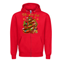 Red Christmas Feliz Navidad Zipper Hoodie - NancyCooperArtShop