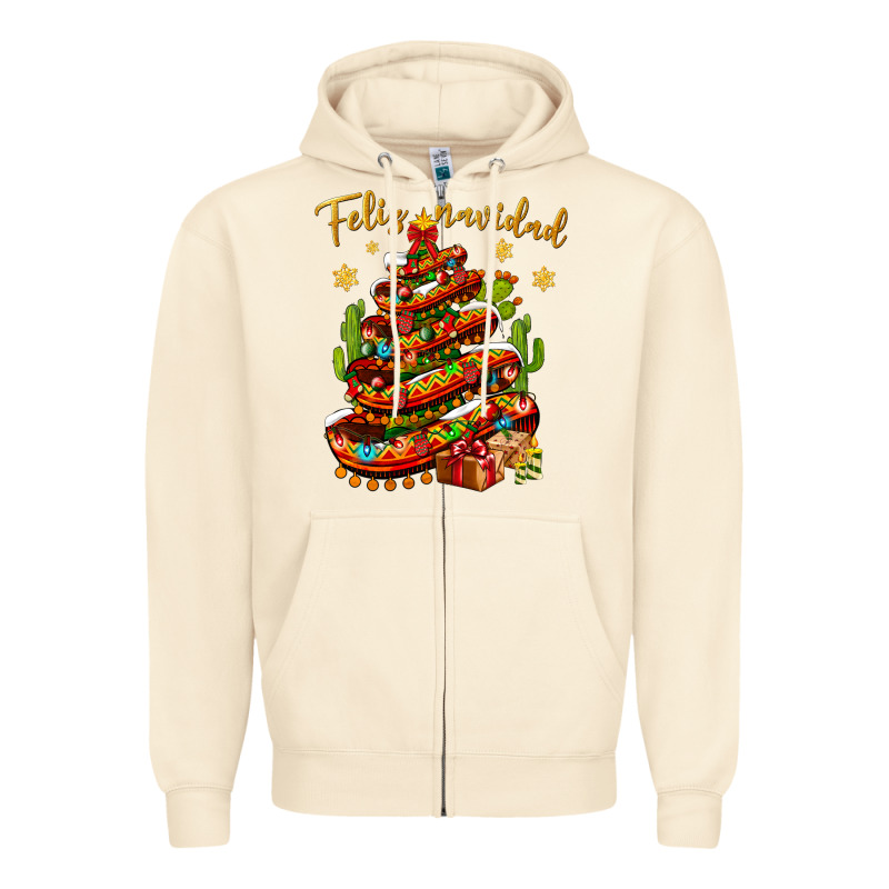 Christmas Feliz Navidad Zipper Hoodie by NancyCooperArtShop | Teevron