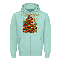Seafoam Christmas Feliz Navidad Zipper Hoodie - NancyCooperArtShop