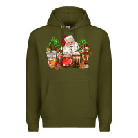 Army Green christmas santa coffee cups Premium Hoodie - CowGirlArtShop