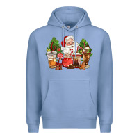 Colony Blue christmas santa coffee cups Premium Hoodie - CowGirlArtShop