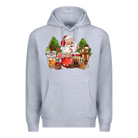 Heather Grey christmas santa coffee cups Premium Hoodie - CowGirlArtShop