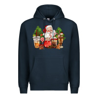 Navy christmas santa coffee cups Premium Hoodie - CowGirlArtShop