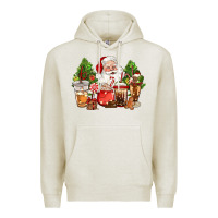 Oatmeal Heather christmas santa coffee cups Premium Hoodie - CowGirlArtShop