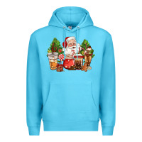 Ocean Blue christmas santa coffee cups Premium Hoodie - CowGirlArtShop