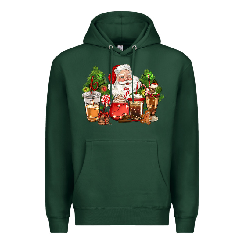 Christmas Santa Coffee Cups Premium Hoodie by CowGirlArtShop | Teevron