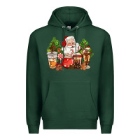 Sports Green christmas santa coffee cups Premium Hoodie - CowGirlArtShop