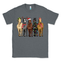 Charcoal Heather horses with christmas Classic Tee - MaliasSmallBusiness