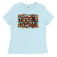 Baby Blue sunflower gemstone background Ladies Tee - JahusDesignShop