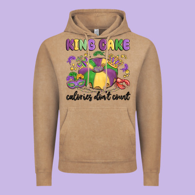King Cake Calories Don't Count Vintage Hoodie Designed By Maliassmallbusiness
