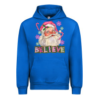 Cobalt Pink Believe Santa Christmas Urban Hoodie - FaDigitalArtStudio