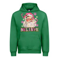 Emerald Pink Believe Santa Christmas Urban Hoodie - FaDigitalArtStudio