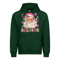 Forest Green Pink Believe Santa Christmas Urban Hoodie - FaDigitalArtStudio