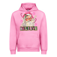 Fuchsia Pink Pink Believe Santa Christmas Urban Hoodie - FaDigitalArtStudio