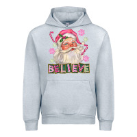 Heather Grey Pink Believe Santa Christmas Urban Hoodie - FaDigitalArtStudio