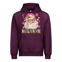 Mauve Wine Pink Believe Santa Christmas Urban Hoodie - FaDigitalArtStudio