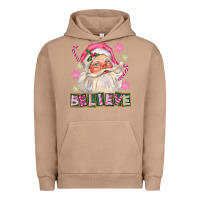 Pigment Burro Pink Believe Santa Christmas Urban Hoodie - FaDigitalArtStudio