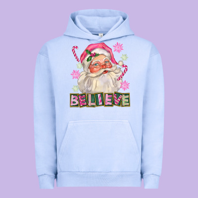 Pink Believe Santa Christmas Urban Hoodie Designed By Fadigitalartstudio