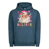 Pigment Midnight Navy Pink Believe Santa Christmas Urban Hoodie - FaDigitalArtStudio