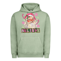 Pigment Oil Green Pink Believe Santa Christmas Urban Hoodie - FaDigitalArtStudio