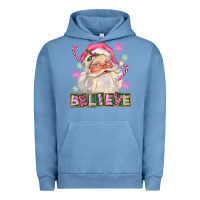 Pigment Pebble Blue Pink Believe Santa Christmas Urban Hoodie - FaDigitalArtStudio
