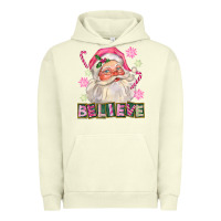 Pigment Pistachio Pink Believe Santa Christmas Urban Hoodie - FaDigitalArtStudio