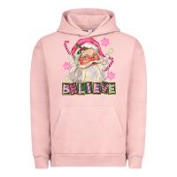 Pigment Salmon Pink Believe Santa Christmas Urban Hoodie - FaDigitalArtStudio