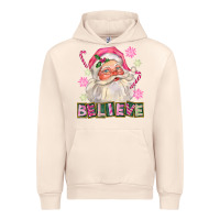 Sandshell Pink Believe Santa Christmas Urban Hoodie - FaDigitalArtStudio