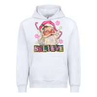 White Pink Believe Santa Christmas Urban Hoodie - FaDigitalArtStudio