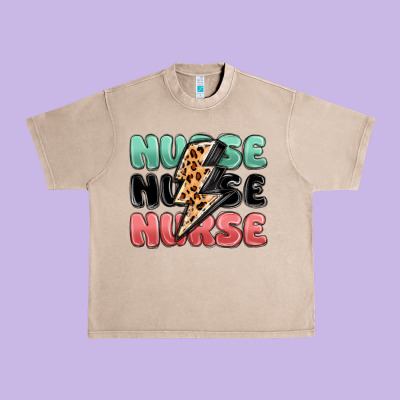 Nurse Leopard Lightning Bolt Urban Heavy Tee Designed By Maliassmallbusiness
